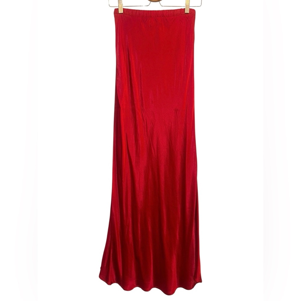 Nation LTD Gaia Satin Elastic Waist Bias Slip Maxi Skirt - Picture 2 of 5